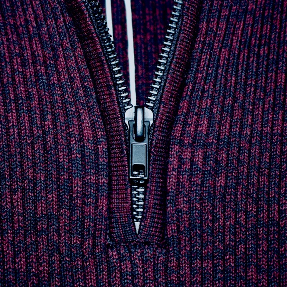 Vince Camuto Red Black Mock Neck 1/4 Zip Sweater - Picture 8 of 12